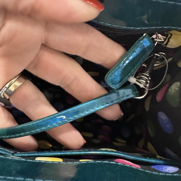 Vintage Shiny Plastic Y2K Style Women's Bag purse strap Turquoise - Picture 12 of 14
